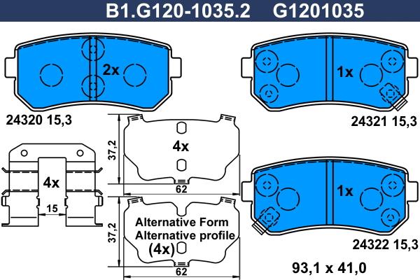 Galfer B1.G120-1035.2 - Kit pastiglie freno, Freno a disco autozon.pro