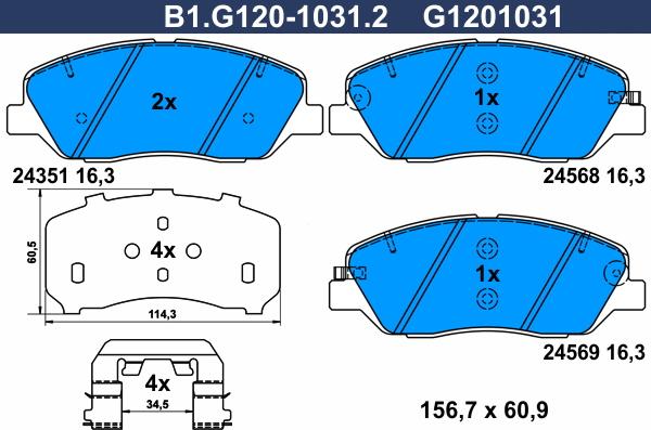 Galfer B1.G120-1031.2 - Kit pastiglie freno, Freno a disco autozon.pro