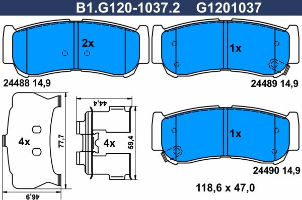 Galfer B1.G120-1037.2 - Kit pastiglie freno, Freno a disco autozon.pro