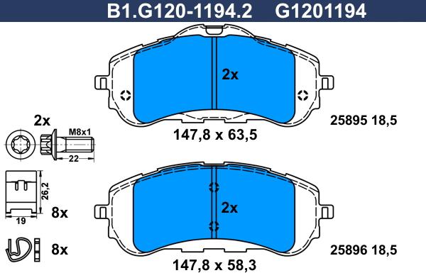 Galfer B1.G120-1194.2 - Kit pastiglie freno, Freno a disco autozon.pro