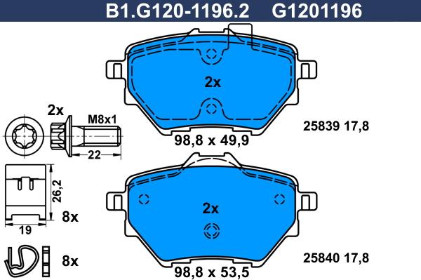 Galfer B1.G120-1196.2 - Kit pastiglie freno, Freno a disco autozon.pro