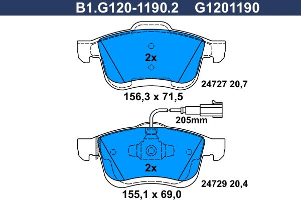 Galfer B1.G120-1190.2 - Kit pastiglie freno, Freno a disco autozon.pro