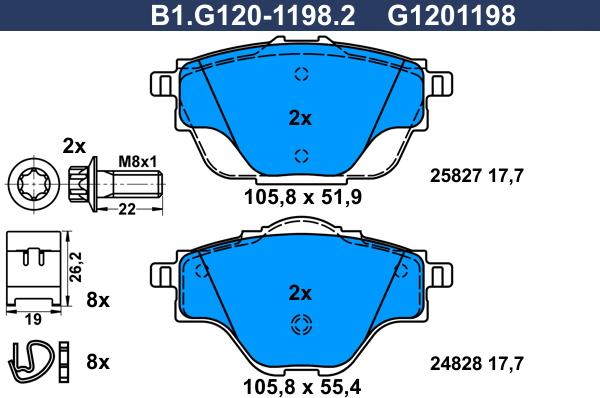 Galfer B1.G120-1198.2 - Kit pastiglie freno, Freno a disco autozon.pro