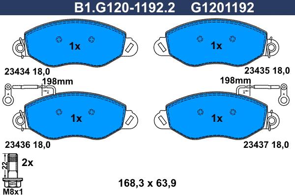 Galfer B1.G120-1192.2 - Kit pastiglie freno, Freno a disco autozon.pro