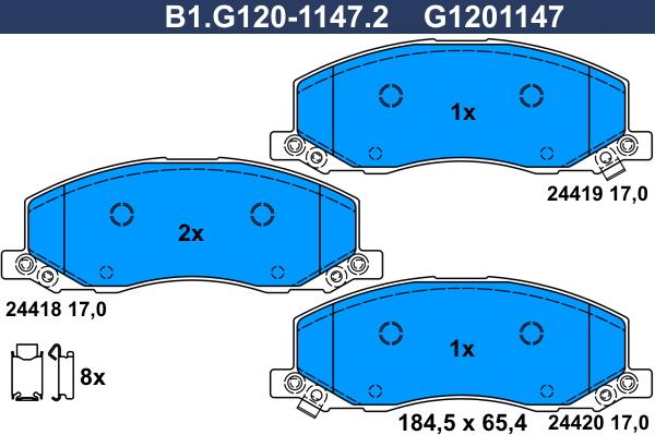 Galfer B1.G120-1147.2 - Kit pastiglie freno, Freno a disco autozon.pro