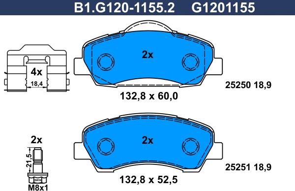 Galfer B1.G120-1155.2 - Kit pastiglie freno, Freno a disco autozon.pro