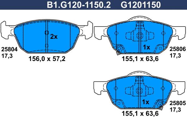 Galfer B1.G120-1150.2 - Kit pastiglie freno, Freno a disco autozon.pro