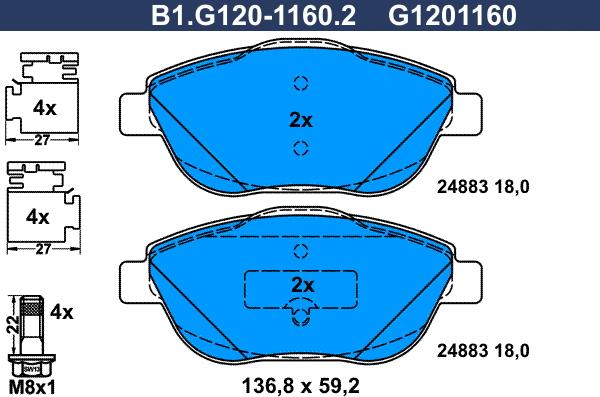 Galfer B1.G120-1160.2 - Kit pastiglie freno, Freno a disco autozon.pro