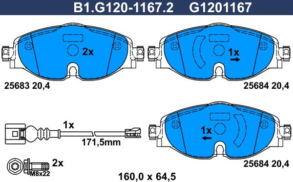 Galfer B1.G120-1167.2 - Kit pastiglie freno, Freno a disco autozon.pro