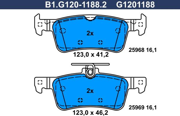 Galfer B1.G120-1188.2 - Kit pastiglie freno, Freno a disco autozon.pro