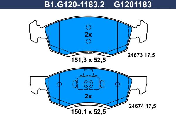 Galfer B1.G120-1183.2 - Kit pastiglie freno, Freno a disco autozon.pro