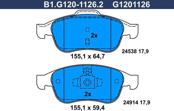 Galfer B1.G120-1126.2 - Kit pastiglie freno, Freno a disco autozon.pro