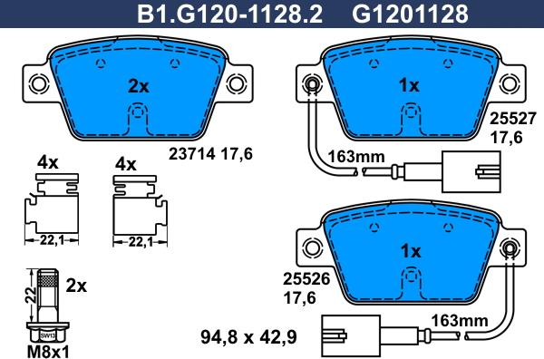 Galfer B1.G120-1128.2 - Kit pastiglie freno, Freno a disco autozon.pro