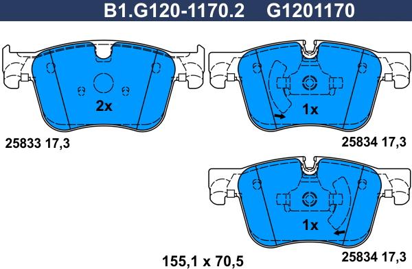 Galfer B1.G120-1170.2 - Kit pastiglie freno, Freno a disco autozon.pro