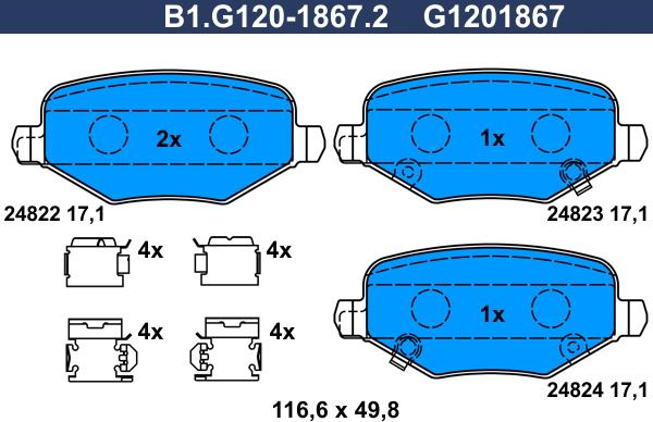 Galfer B1.G120-1867.2 - Kit pastiglie freno, Freno a disco autozon.pro