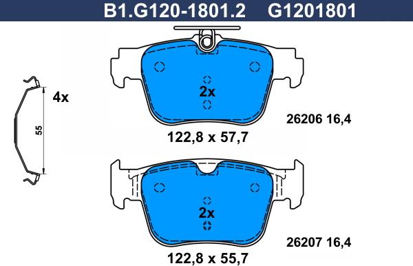 Galfer B1.G120-1801.2 - Kit pastiglie freno, Freno a disco autozon.pro