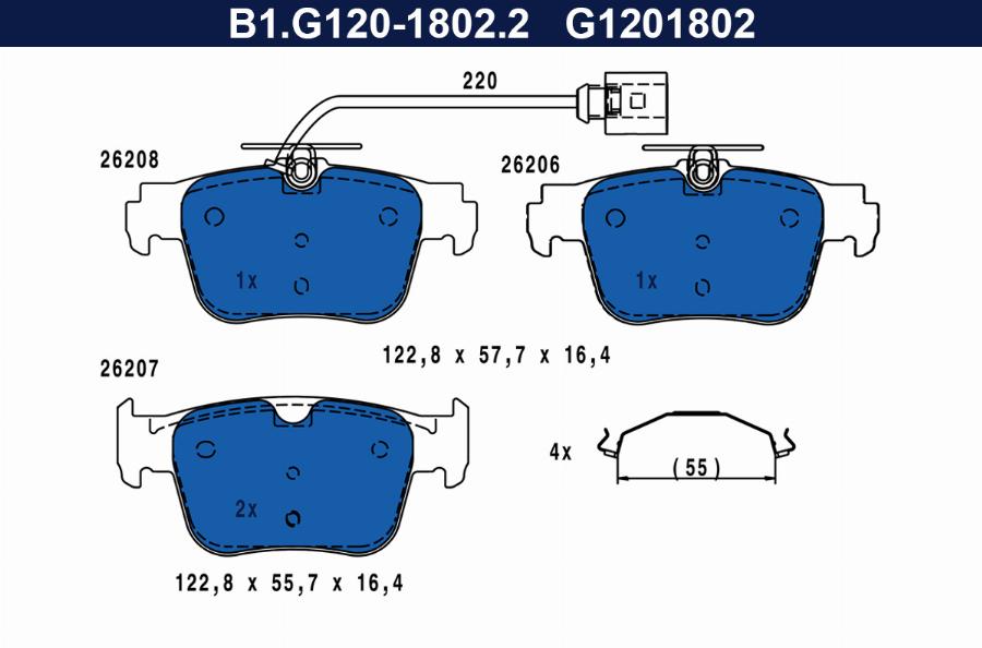 Galfer B1.G120-1802.2 - Kit pastiglie freno, Freno a disco autozon.pro