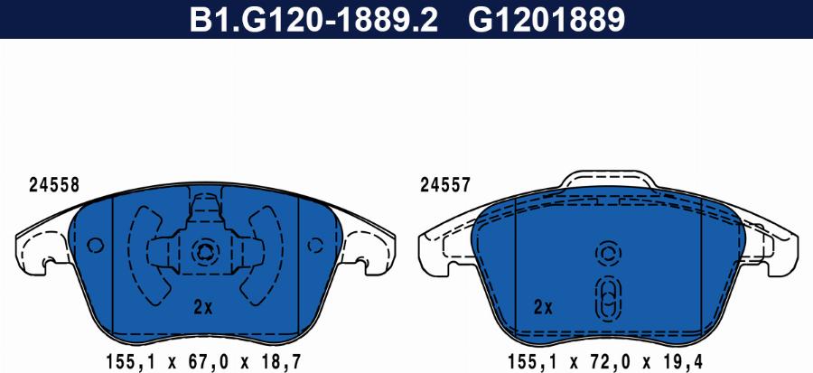 Galfer B1.G120-1889.2 - Kit pastiglie freno, Freno a disco autozon.pro