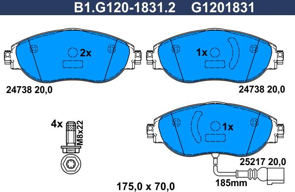 Galfer B1G12018312 - Kit pastiglie freno, Freno a disco autozon.pro