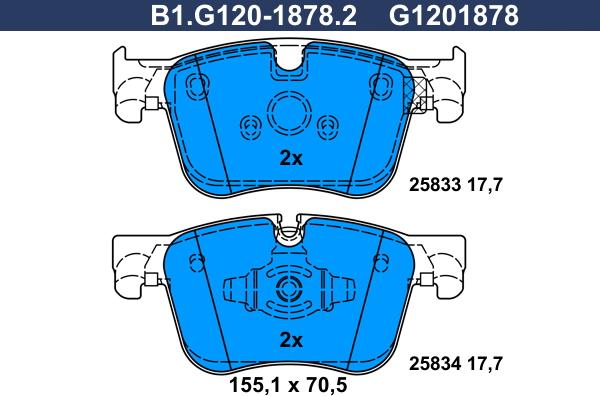 Galfer B1.G120-1878.2 - Kit pastiglie freno, Freno a disco autozon.pro