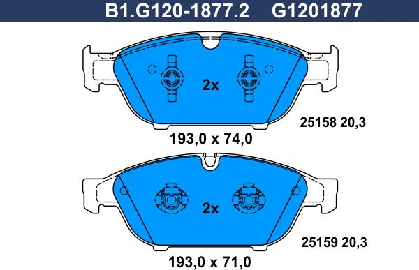 Galfer B1.G120-1877.2 - Kit pastiglie freno, Freno a disco autozon.pro