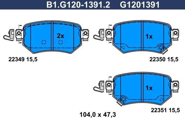 Galfer B1.G120-1391.2 - Kit pastiglie freno, Freno a disco autozon.pro