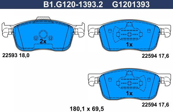 Galfer B1.G120-1393.2 - Kit pastiglie freno, Freno a disco autozon.pro