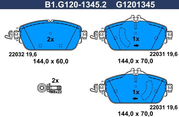 Galfer B1.G120-1345.2 - Kit pastiglie freno, Freno a disco autozon.pro