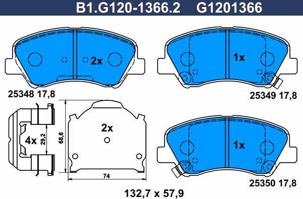 Galfer B1.G120-1366.2 - Kit pastiglie freno, Freno a disco autozon.pro