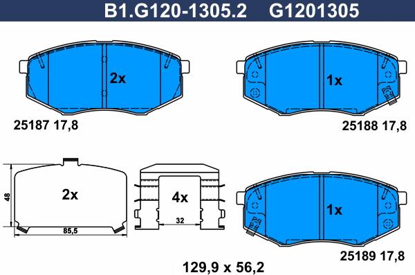 Galfer B1.G120-1305.2 - Kit pastiglie freno, Freno a disco autozon.pro