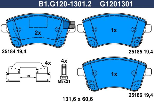 Galfer B1.G120-1301.2 - Kit pastiglie freno, Freno a disco autozon.pro