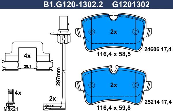 Galfer B1.G120-1302.2 - Kit pastiglie freno, Freno a disco autozon.pro