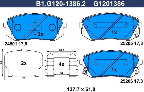 Galfer B1.G120-1386.2 - Kit pastiglie freno, Freno a disco autozon.pro