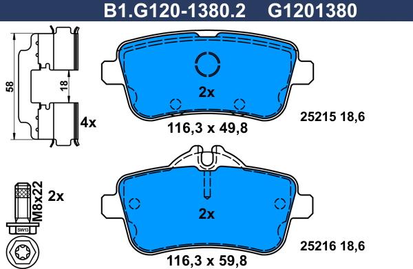 Galfer B1.G120-1380.2 - Kit pastiglie freno, Freno a disco autozon.pro