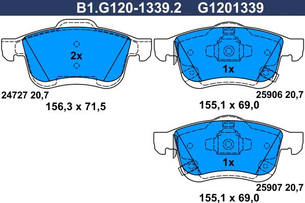 Galfer B1.G120-1339.2 - Kit pastiglie freno, Freno a disco autozon.pro