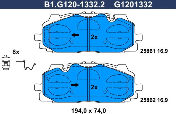 Galfer B1.G120-1332.2 - Kit pastiglie freno, Freno a disco autozon.pro