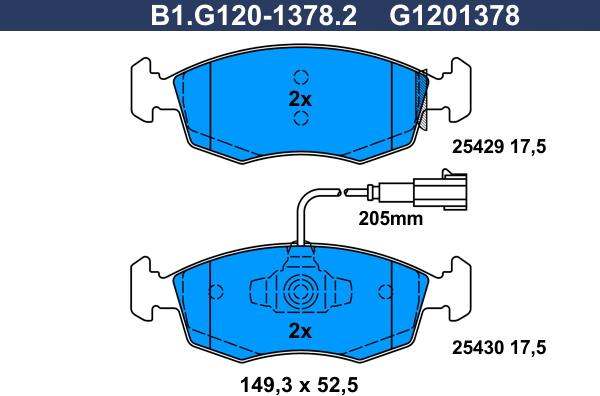 Galfer B1.G120-1378.2 - Kit pastiglie freno, Freno a disco autozon.pro