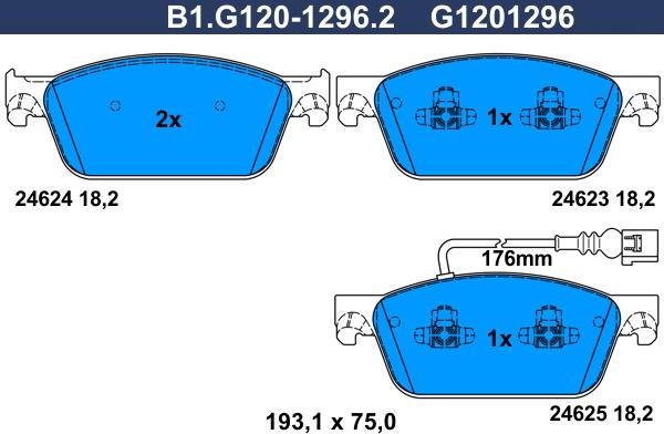 Galfer B1.G120-1296.2 - Kit pastiglie freno, Freno a disco autozon.pro