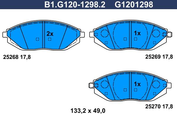 Galfer B1.G120-1298.2 - Kit pastiglie freno, Freno a disco autozon.pro