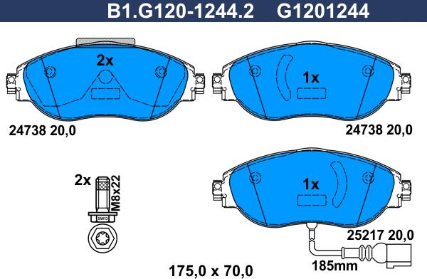 Galfer B1.G120-1244.2 - Kit pastiglie freno, Freno a disco autozon.pro