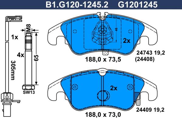 Galfer B1.G120-1245.2 - Kit pastiglie freno, Freno a disco autozon.pro