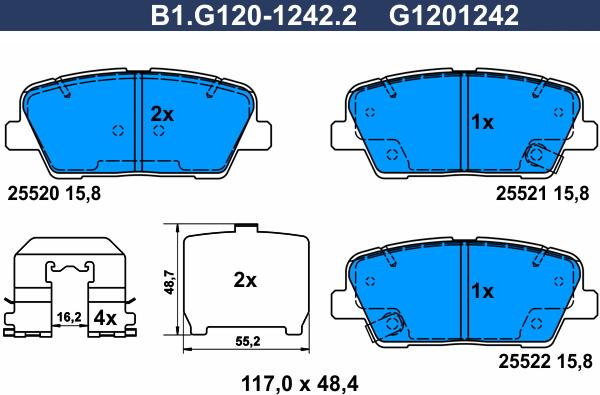 Galfer B1.G120-1242.2 - Kit pastiglie freno, Freno a disco autozon.pro