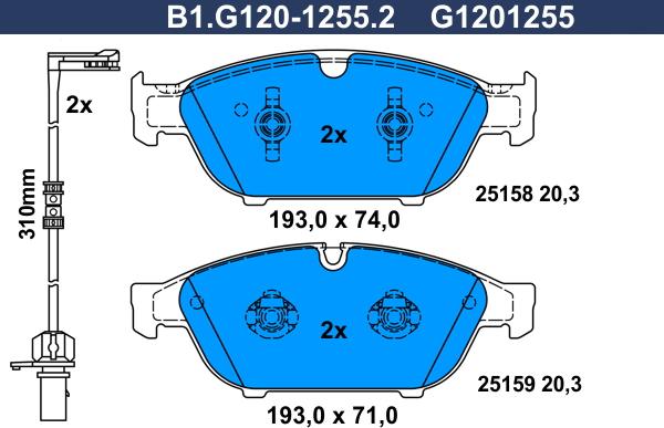 Galfer B1.G120-1255.2 - Kit pastiglie freno, Freno a disco autozon.pro