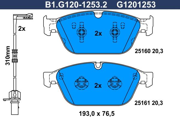 Galfer B1.G120-1253.2 - Kit pastiglie freno, Freno a disco autozon.pro