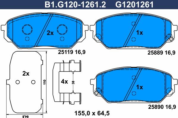 Galfer B1.G120-1261.2 - Kit pastiglie freno, Freno a disco autozon.pro