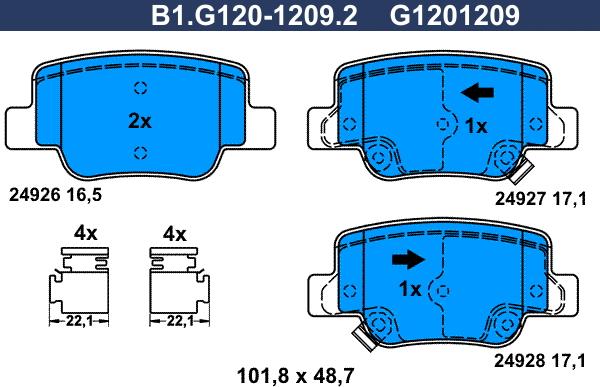 Galfer B1.G120-1209.2 - Kit pastiglie freno, Freno a disco autozon.pro