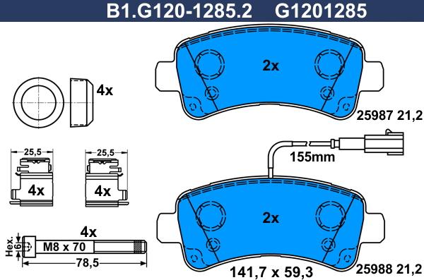 Galfer B1.G120-1285.2 - Kit pastiglie freno, Freno a disco autozon.pro