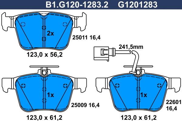 Galfer B1.G120-1283.2 - Kit pastiglie freno, Freno a disco autozon.pro