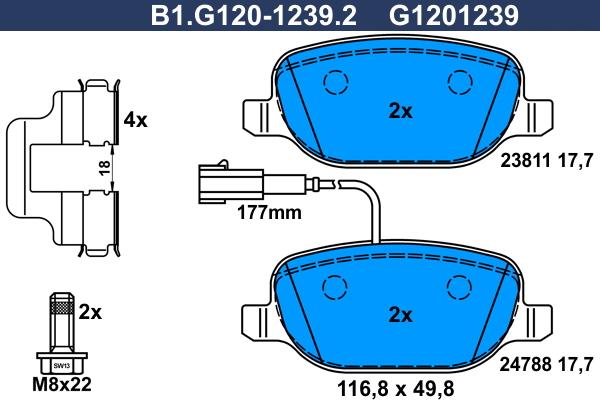 Galfer B1.G120-1239.2 - Kit pastiglie freno, Freno a disco autozon.pro