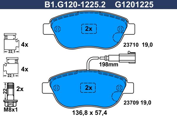 Galfer B1.G120-1225.2 - Kit pastiglie freno, Freno a disco autozon.pro